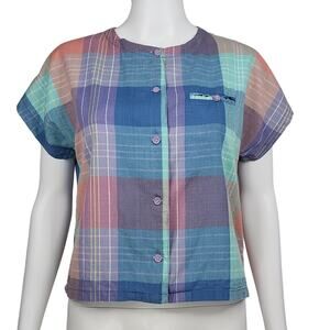 Vintage JR'S Plaid Cotton Top Size Small